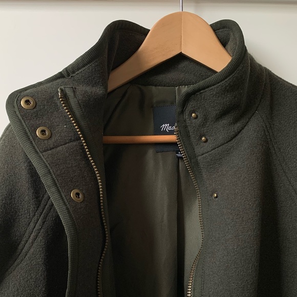 NEW Madewell Estate Wool Cocoon Coat in Dried Olive Melange, size Small - Picture 5 of 13